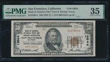 AC 1929 $50 Bank of America NT&SA San Francisco, California ch#13044 PMG 35