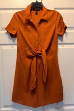 FOREVER 21 Contemporary tie shirt dress , orange brown, size S, short sleeves