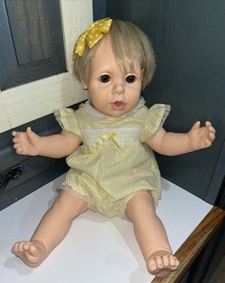 Vintage 1980s Hasbro Newborn Real Baby Doll Weighted J Turner w Original Outfit