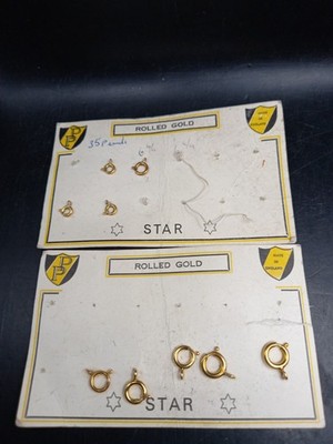 Vintage Retro Walzgold Biegering Verschlüsse für Schmuck N.O.S England Stern