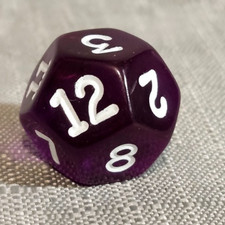 D12 12 Sided Translucent Purple Game Playing Die Dice D D RPG Dungeons  Dragons