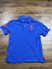 Ralph Lauren Shirt Kids LARGE Blue Short Sleeve Big Pony Polo Classic Size L