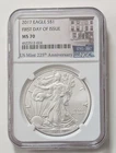 2017 American Silver Eagle NGC MS70 First Day of Issue 1 Oz 0.999 Silver