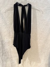 Princess Polly Two Summers Plunge Neck Bodysuit Halter black Size US 6