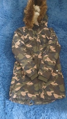  H&M Divided Camo Parka Jacket - Faux Fur Hoodie Men's
