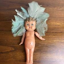 Vintage 8 Celluloid Carnival Jointed Doll W/ Feathers Marked Occupy Japan: READ