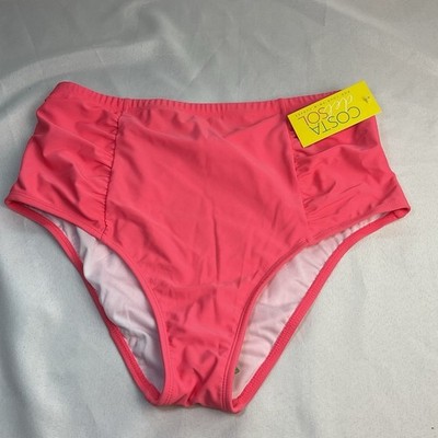 Plus Sz 2XL Costa Sol NWT Womens Swimsuit Bikini Bottoms Coral Pink High-Rise
