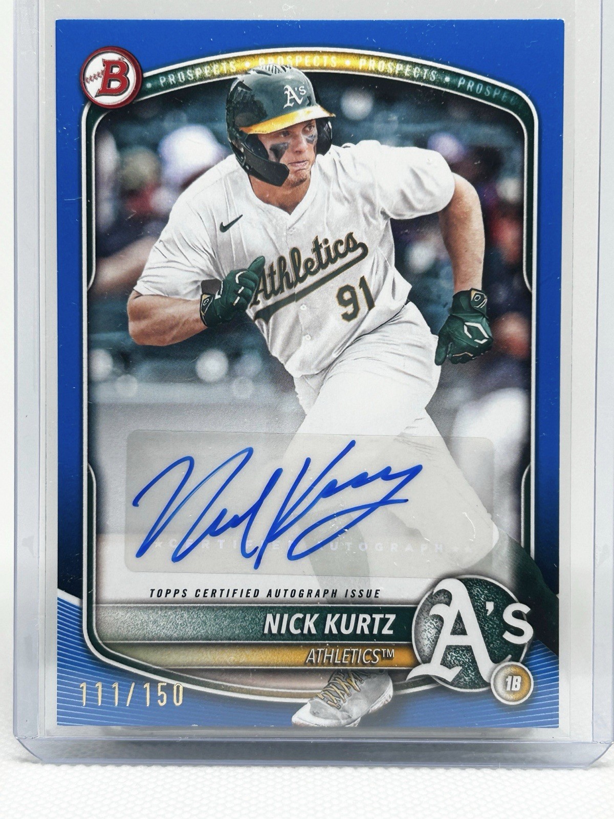 Nick Kurtz 2025 Bowman Baseball True Blue Prospect Auto /150 BPA-NK Athletics RC