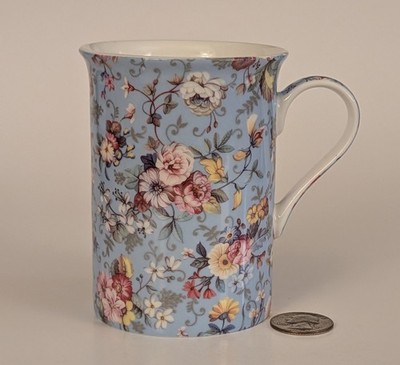 Gracie Bone China Coastline Imports Floral Mug 10oz Blue Pink