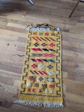vintage HANDCRAFTED woven WOOL wall hanging M...