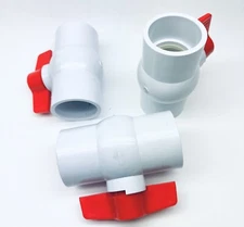 Lot of 3, PVC Ball Valve 2" Slip Schedule 40 PVC Quarter Turn Ball Valve