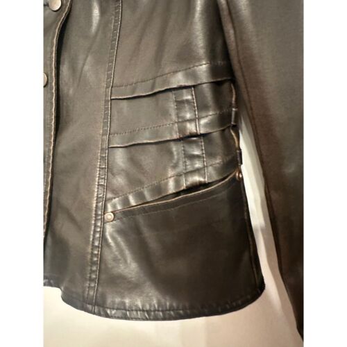 No Boundaries Black Faux Leather Moto Jacket Button Front Size Large - Picture 3 of 6