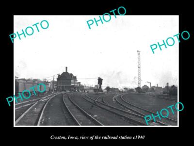 OLD 8x6 HISTORIC PHOTO OF CRESTON IOWA THE RAILROAD DEPOT STATION c1940