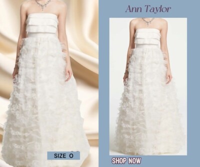 Chiffon wedding dress Ann Taylor Bridal Gown Ivory size 0 Ruffle-Shoulder  NWT | eBay