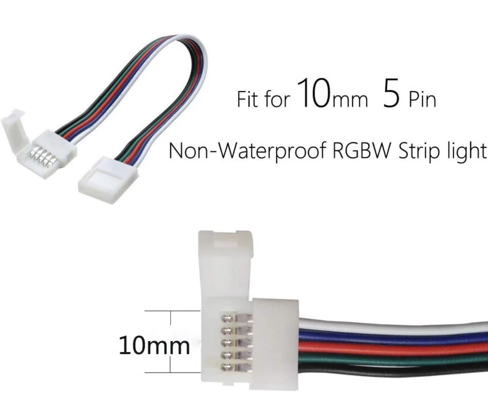 LED Connector, LED Strip Connector for RGBW 5Pins 10mm 10 Pack Wide - A0032 - Image 2 of 4