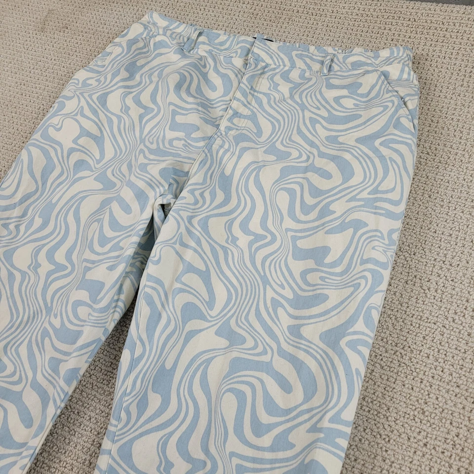 Forever 21 裤子女式 XXL 2XL 蓝色白色螺旋慢跑裤适合休闲锥形 — 第 2/4 张图片