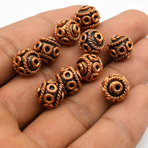 6 Pcs 40X3Mm Tube À Perles Courbé Bali Cuivre Antique Fabrication De