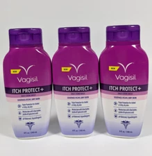 Vagisil Itch Protect+ Daily Creme Wash 3 Pack 8 oz Ea pH Balanced Feminine Care