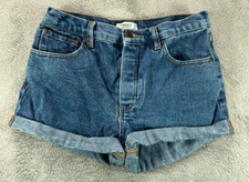 FOREVER 21 Womens Denim Shorts 26 Button Fly Blue Jean Cuffed Med Stonewash Mid