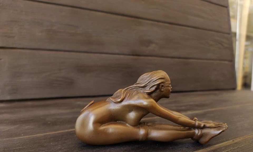 Vintage Bronze Sculpture Statue Woman Marble Deco J.Patoue Rare Decor Rare - Image 3 of 4