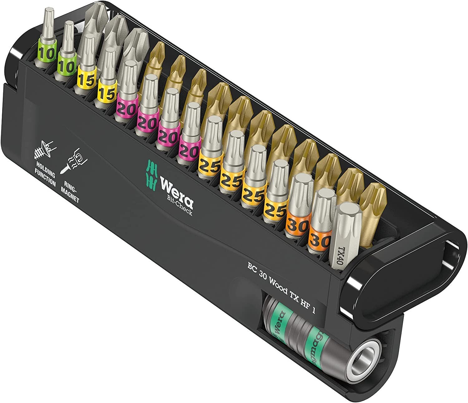 Wera 057436 Bit-Check 30 Wood TORX HF 1 Screwdriver Bit Set PH/PZ/TX