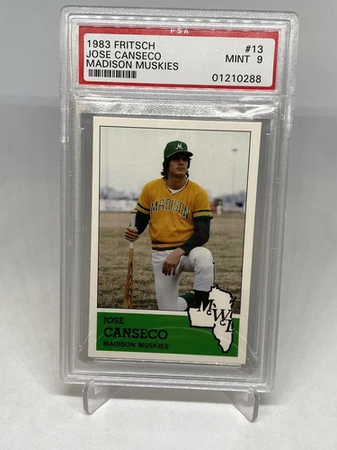 1983 Fritsch Jose Canseco Madison Muskies Pre-Rookie PSA 9  MINT A's Old LABEL