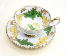 Royal Chelsea England Yellow Green Leaves Cup and Saucer   240