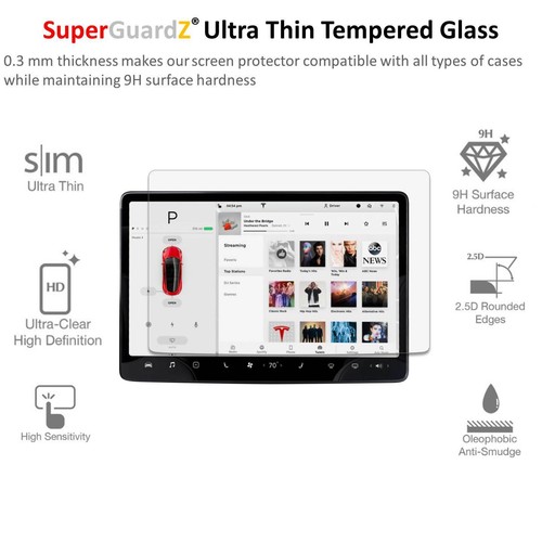 SuperGuardZ Tempered Glass Screen Protector Shield For Tesla Model Y / Model 3 - Picture 3 of 11