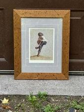 Jim Daly Baseball Print signed and numbered 72 Framed under glass 19.5 x 15.5 #4