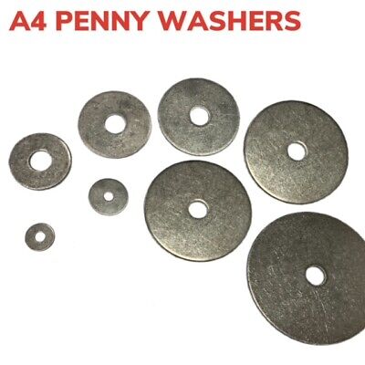 M4 PENNY WASHERS A4 STAINLESS STEEL MARINE GRADE FENDER MUDGUARD REPAIR WASHER