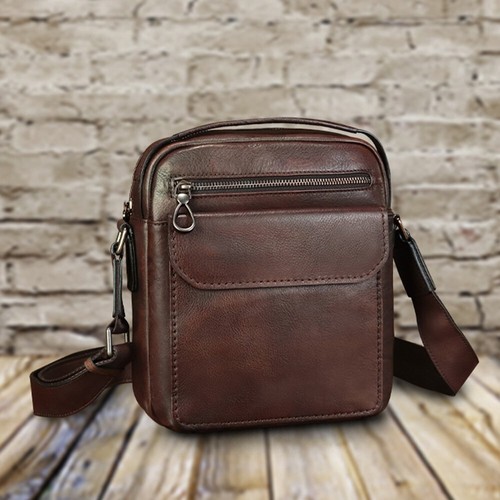 Genuine Leather Purse and Shoulder Bag for Men Fashion Leather Messenger Bag - Picture 15 of 16