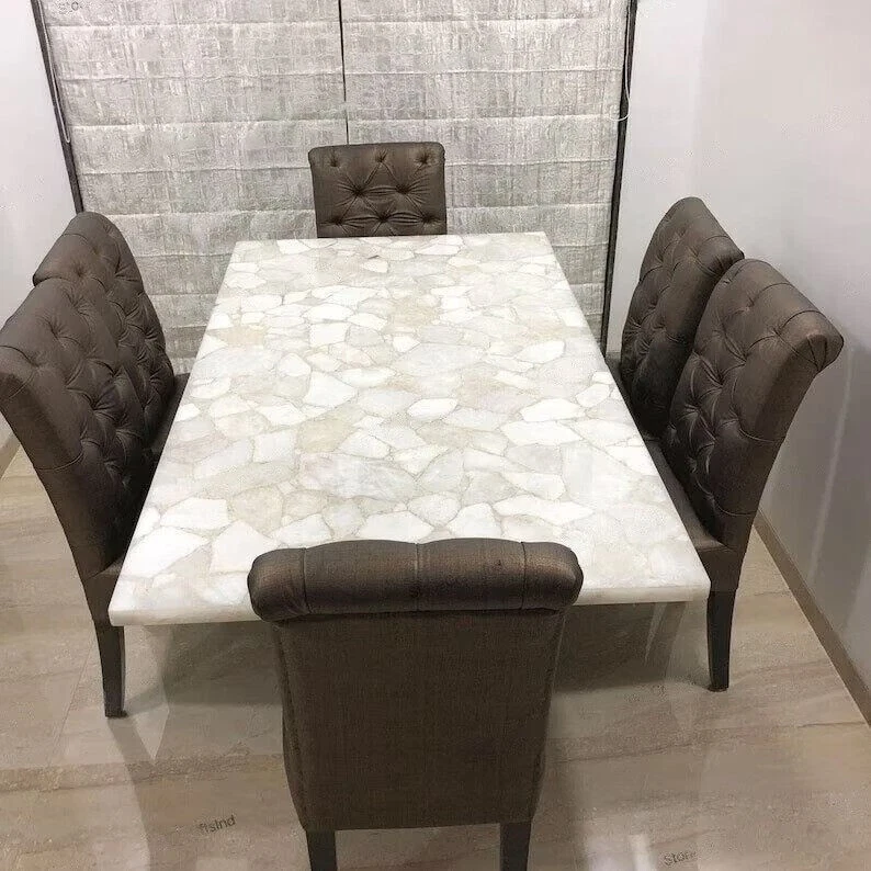 Modern dining table with quartz top discount