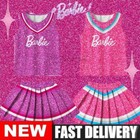 New Kids Adults Barbie Costume Cosplay Barbie Cheerleaders Top Skirt Fancy Dress