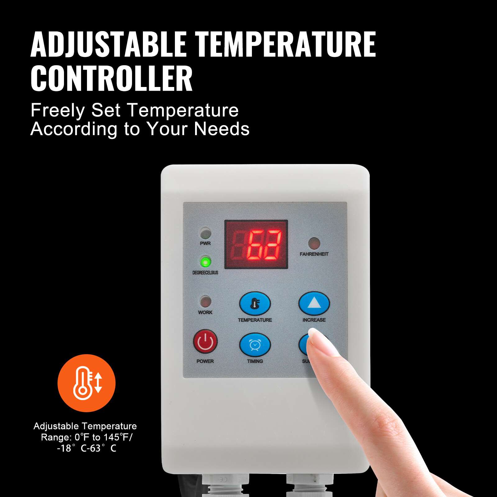 Couverture chauffante de baril VEVOR 250W à thermostat réglable intégré - 4