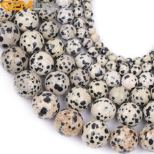 Natural Dalmatian Dalmation Jasper Round Stone Beads For Jewelry Making 15" DIY