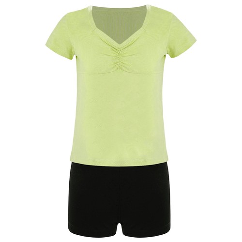 Kids Girls Outfit Ruched Front Set Training Suit Swimwear Dancewear Dance Yoga - Picture 5 of 34