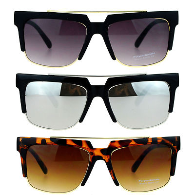 SA106 Retro Vintage Unique Rectangular Borde Medio Gafas de Sol Hombre