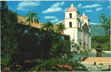 California's First Cathedral Mission Santa Barbara Vintage Postcard