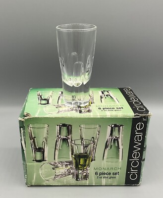 NEW Circleware Monarch 6 Piece Set 2 oz. Clear Shot Glasses Barware