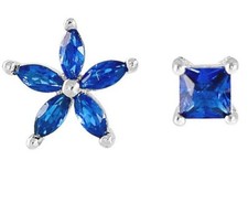 925 Sterling Silver Square Flower Crystal Stud Earrings Women Kids Gift Box S4