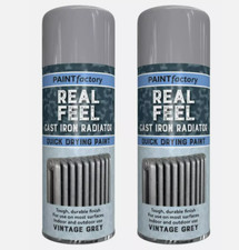 RADIATOR SPRAY PAINT GREY HEAT RESISTANT CAST IRON QUICK DRY-2x 400ml