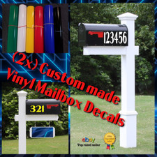  2x Custom made CNC cut Vinyl Mailbox Decals - Number / Lettering decals F/S 