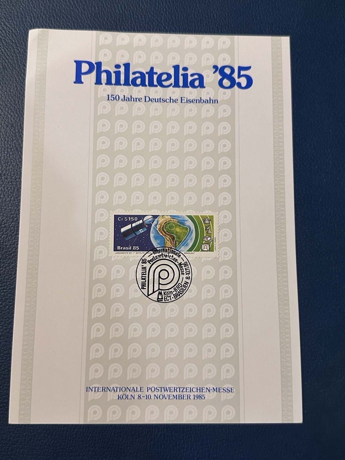 BRAZIL STAMP 1985 CTO Launch of "Brasilsat" ON CARD PHILATELIA 85 GERMANY KOLN