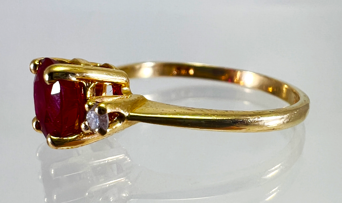 14K Yellow Gold 0.71ct Oval Ruby & 0.02ctw Diamond Ring - CS166 | eBay