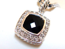 MSRP 750 DAVID YURMAN , SS ALBION 7mm BLACK ONYX DIAMOND CHAIN NECKLACE