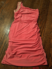 Small BodyC Coral Sleeveless One Shoulder Ruched Body Con Mini Dress Club Party