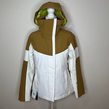 New Women's Salomon Jacket Speed Jacket Size Medium White Gold Snowboard Parka