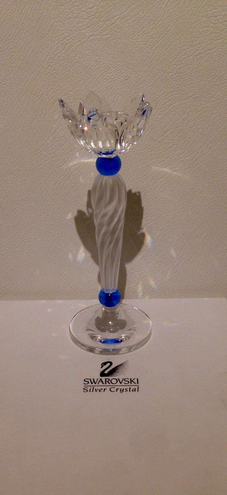 Swarovski Candle Holder Flower Blue 207012 Swarovski Silver Crystal