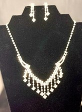 CZ Crystal Drop Bridal Necklace and Earring Set