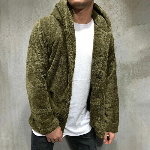 Men Winter Warm Cardigan Hooded Teddy 